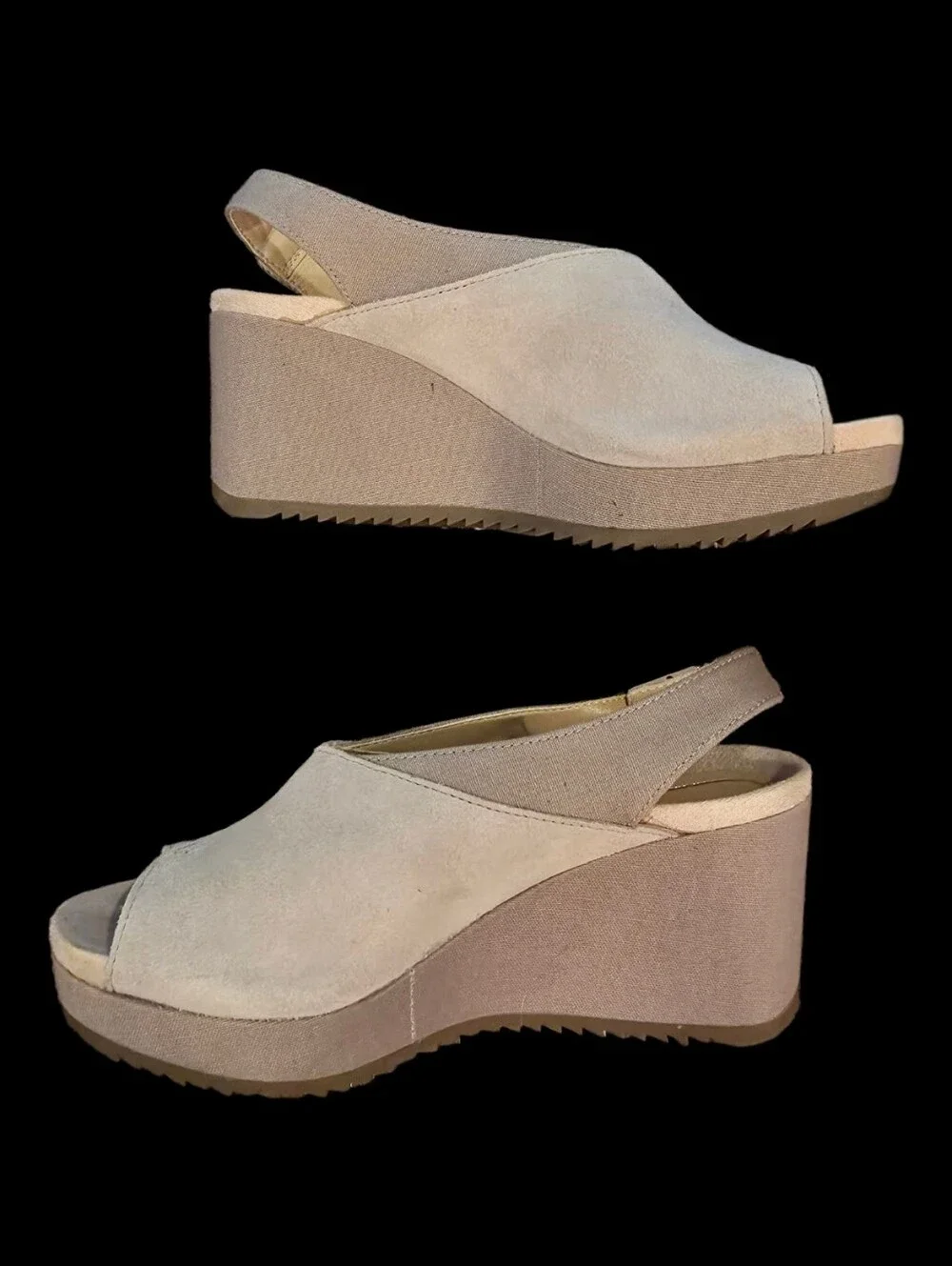 Women's Open-Toe Wedge Slingback Sandals in Light Gray